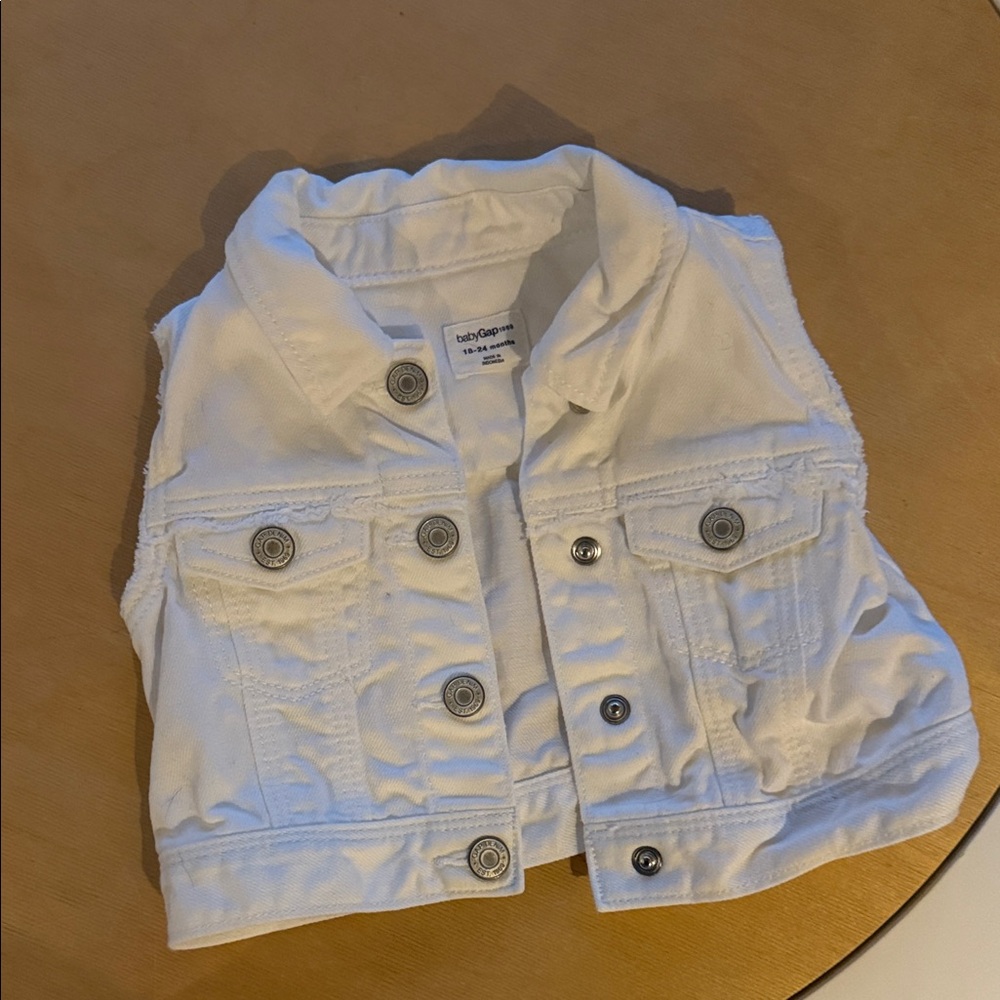 GAP Kids White Denim snap Vest